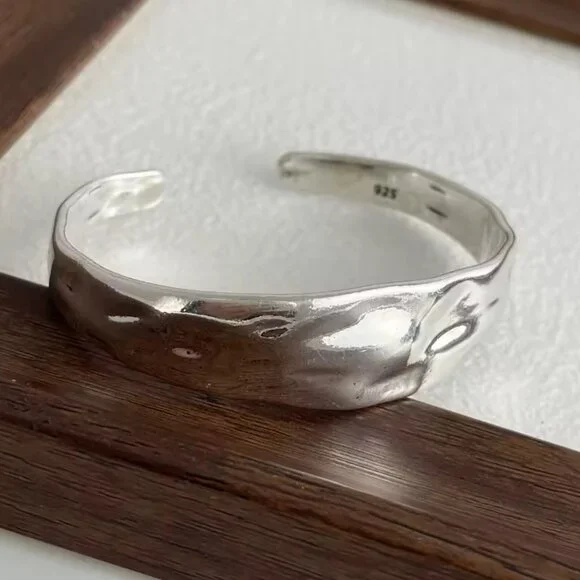 925 Silver Hammered Cuff #1550 - Picture 7 of 7